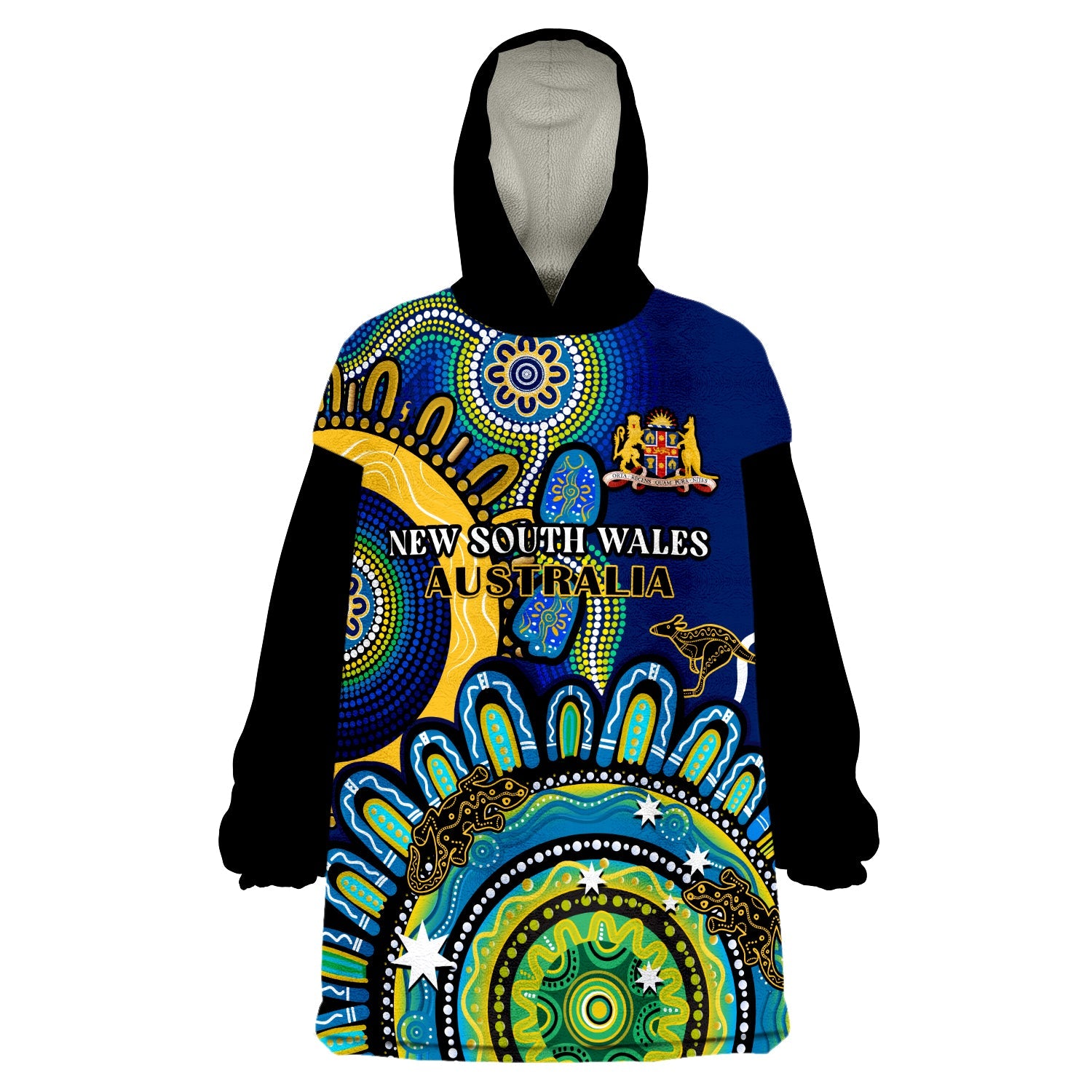 (Custom Personalised) New South Wales State Wearable Blanket Hoodie NSW Australian Indigenous Art - Vibe Hoodie Shop