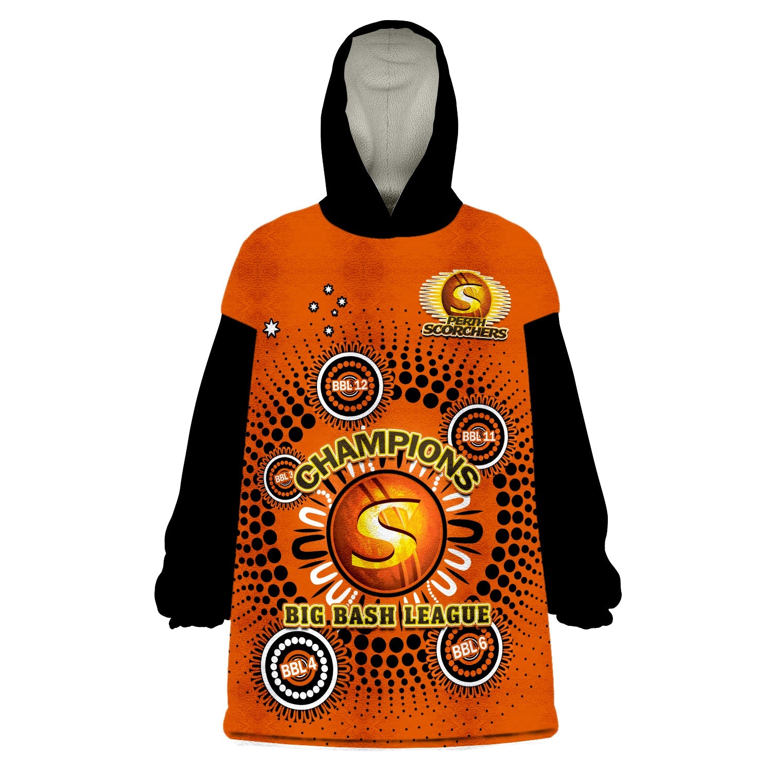 Perth Scorchers Cricket Wearable Blanket Hoodie Indigenous 5th Champions BBL Proud - Vibe Hoodie Shop