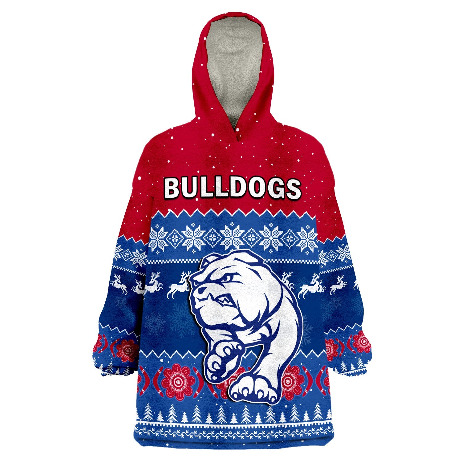 Western Bulldogs Football Wearable Blanket Hoodie Dogs Indigenous Merry Christmas - Vibe Hoodie Shop