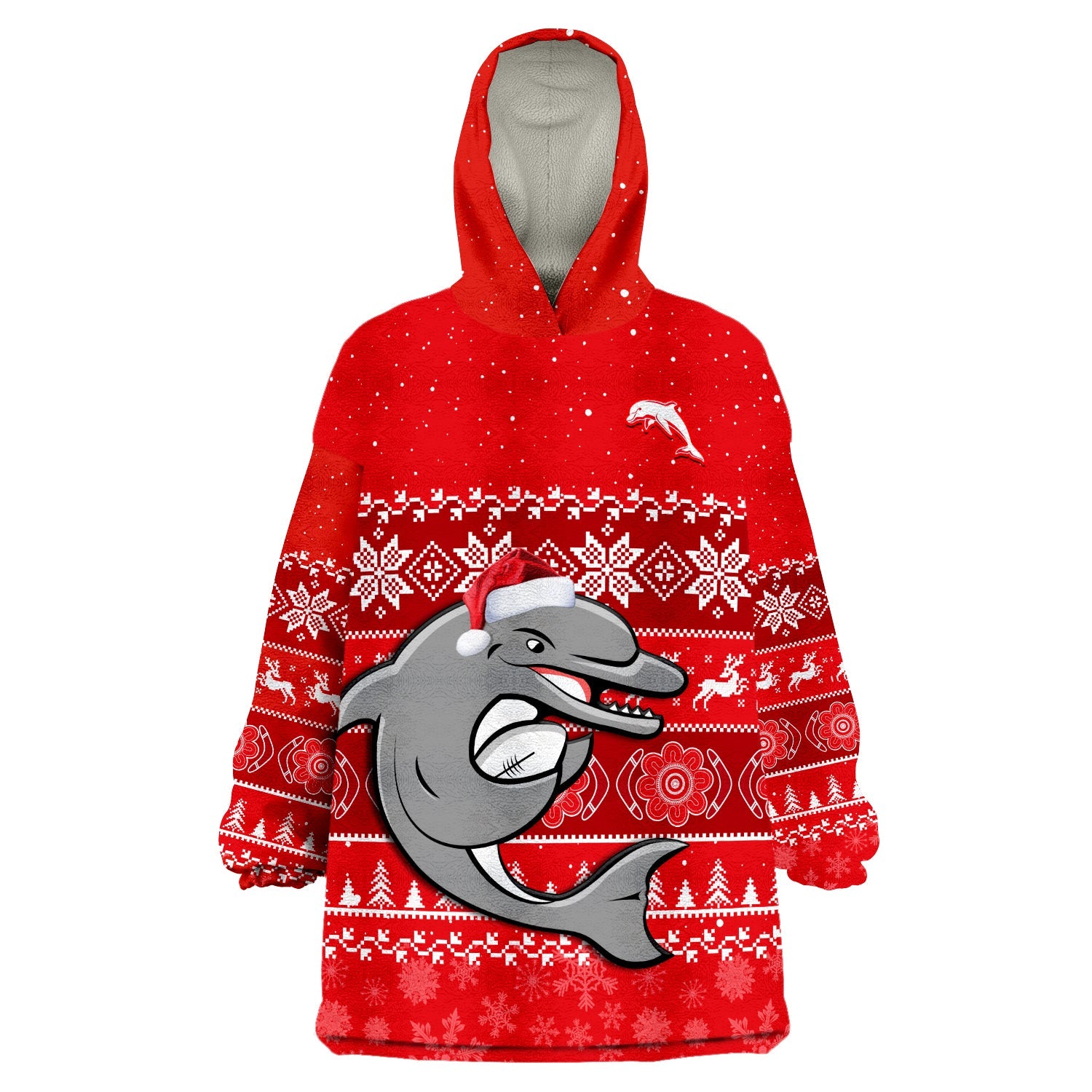 Dolphins Rugby Wearable Blanket Hoodie Indigenous Merry Christmas - Vibe Hoodie Shop
