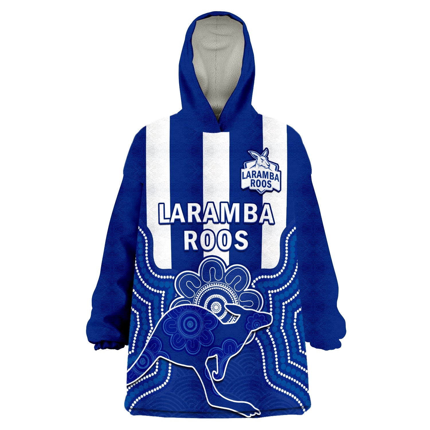 (Custom Text And Number) Laramba Football Wearable Blanket Hoodie Roos Aboriginal Art - Vibe Hoodie Shop