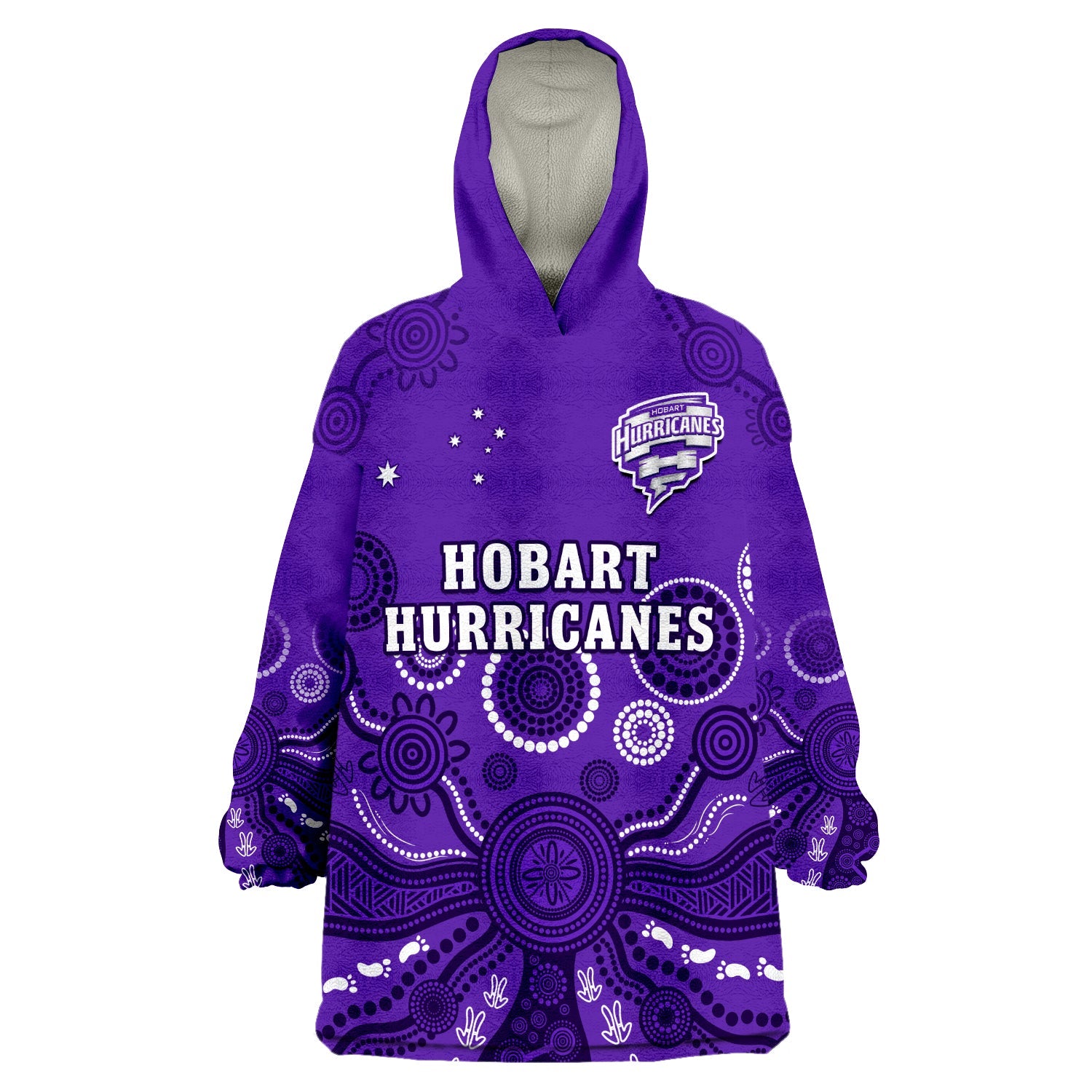 Hobart Hurricanes Cricket Wearable Blanket Hoodie Indigenous Artsy - Vibe Hoodie Shop