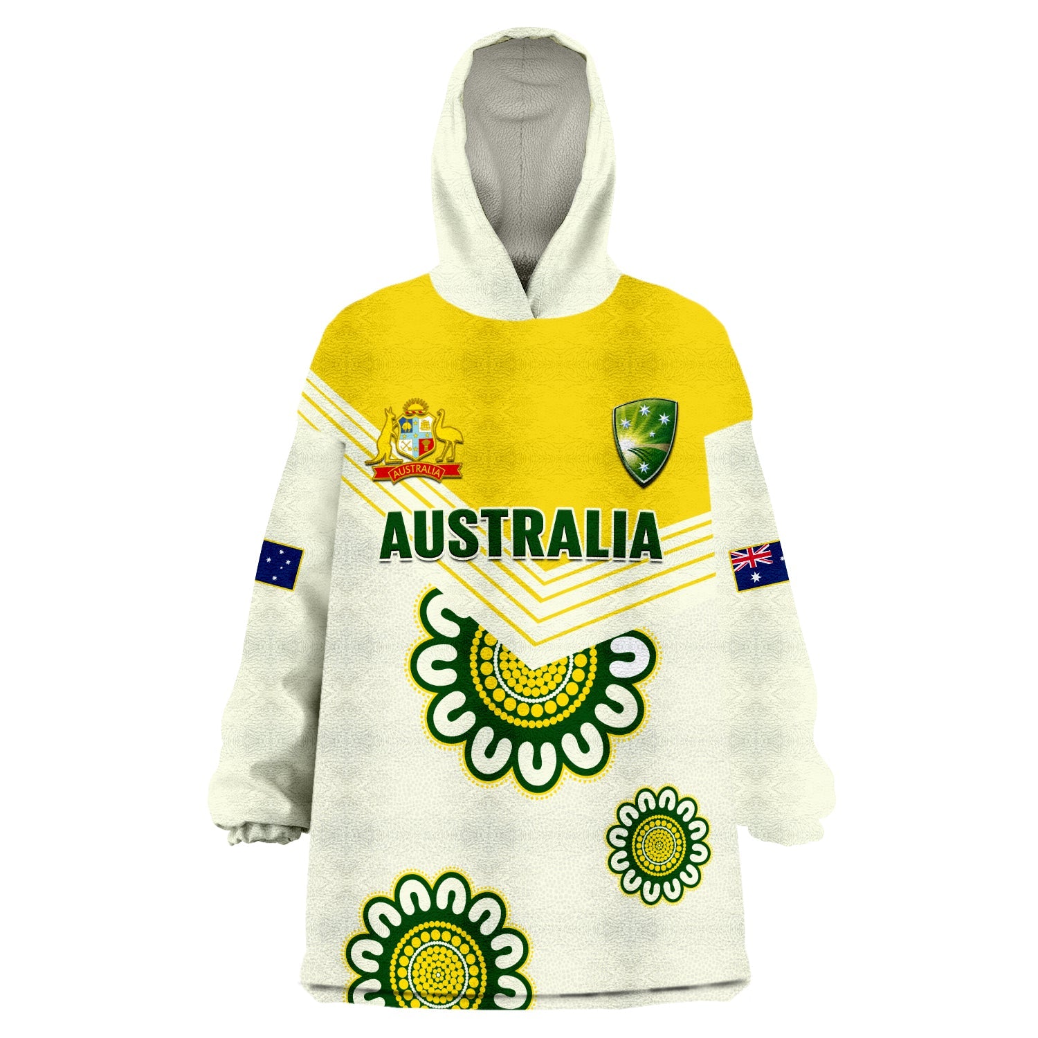 (Custom Text And Number) Australia Cricket Wearable Blanket Hoodie Boxing Day Test Aussie Indigenous - Vibe Hoodie Shop
