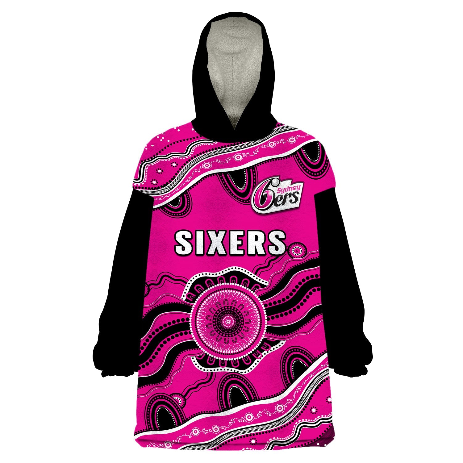 Sixers Cricket Wearable Blanket Hoodie Sydney Aboriginal Painting - Vibe Hoodie Shop