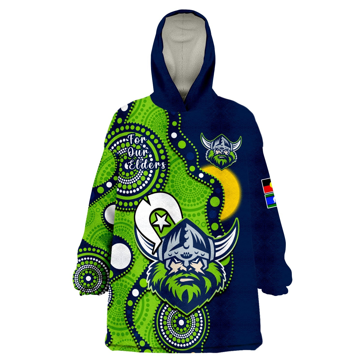 Raiders Rugby NAIDOC 2023 Wearable Blanket Hoodie Canberra For Our Elders Indigenous Art - Vibe Hoodie Shop