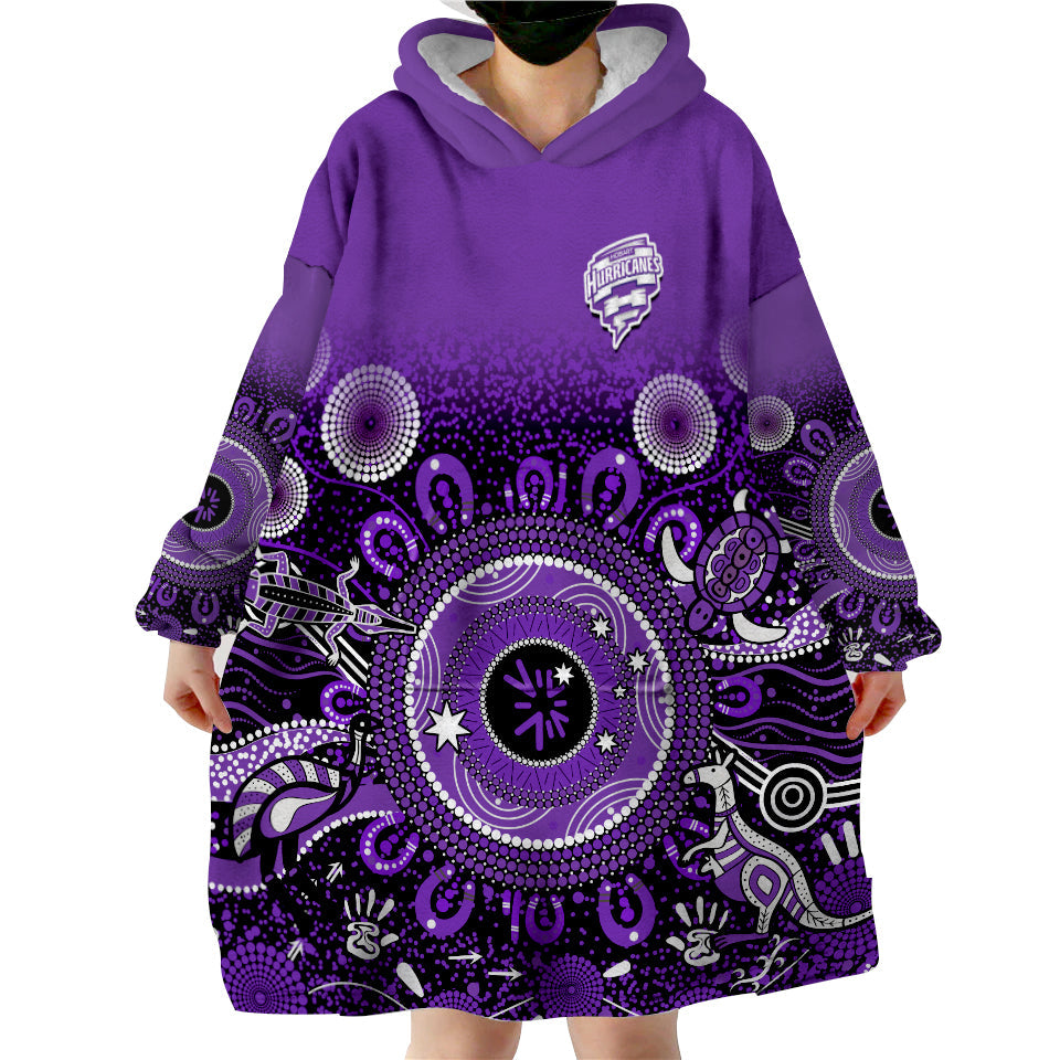Hobart Hurricanes Wearable Blanket Hoodie Cricket Aboriginal - Vibe Hoodie Shop