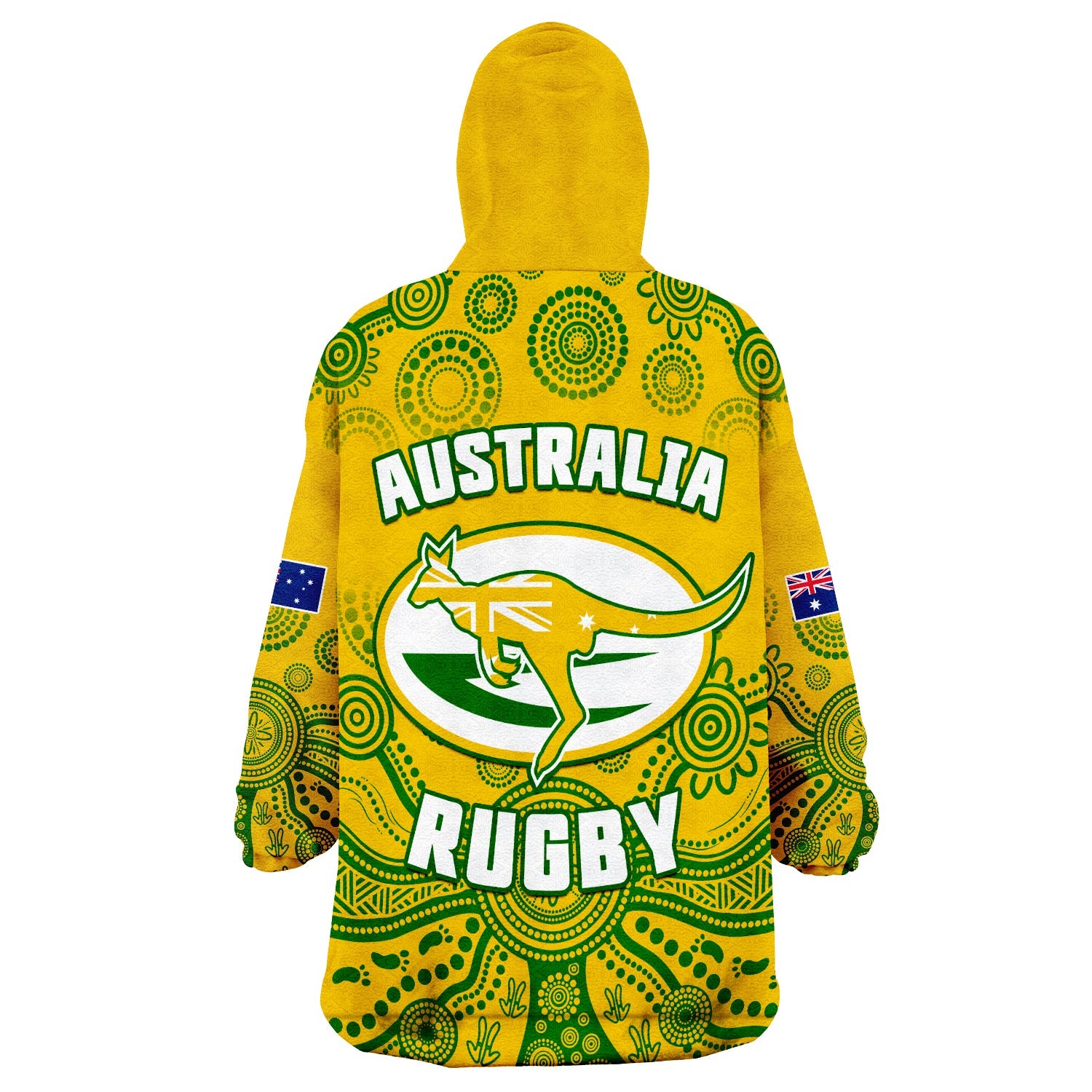 Australia 2022 Rugby Wearable Blanket Hoodie Wallabies Aboriginal Yellow Style - Vibe Hoodie Shop