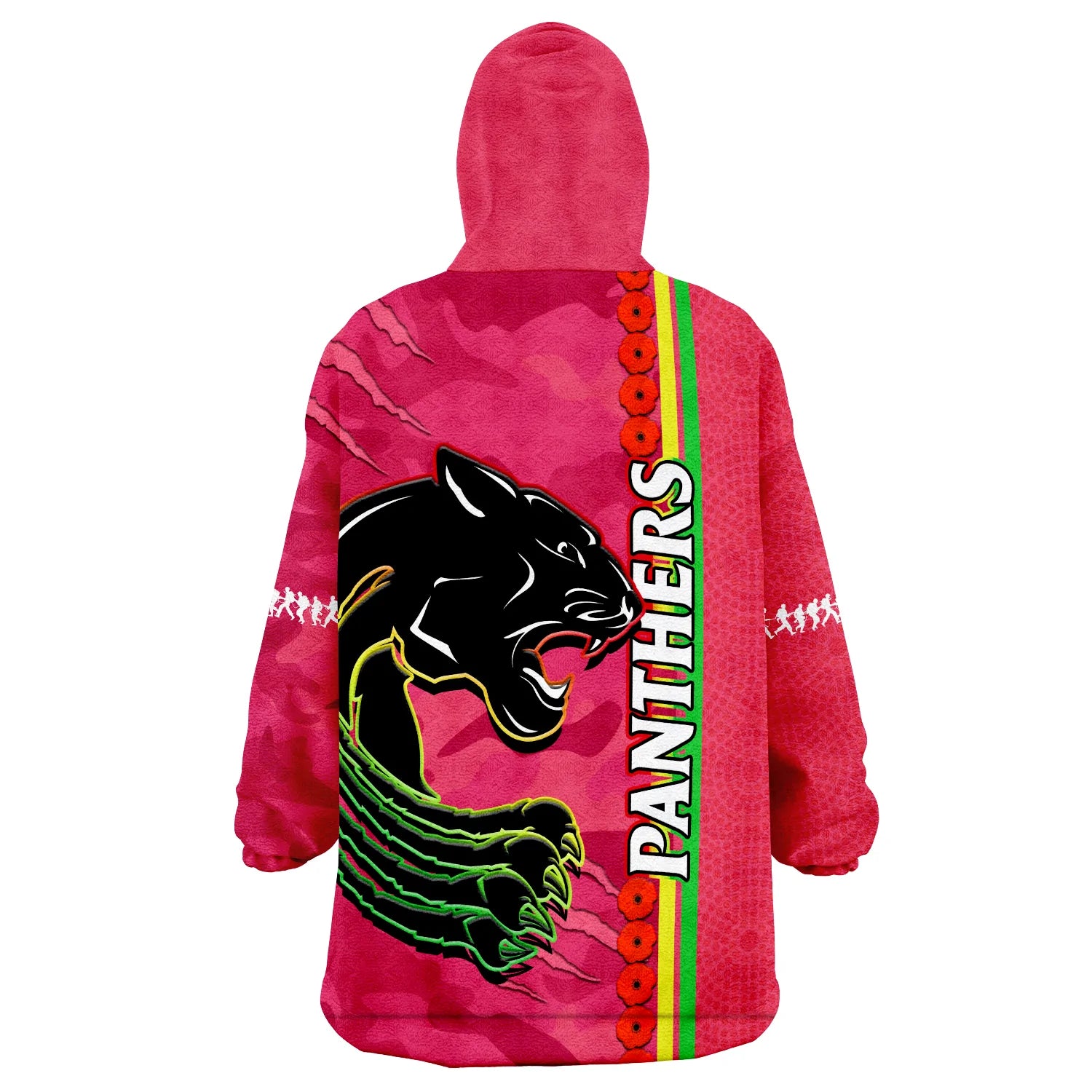 Panthers Rugby ANZAC Wearable Blanket Hoodie Aboriginal Mix Poppy Camouflage Pink - Vibe Hoodie Shop