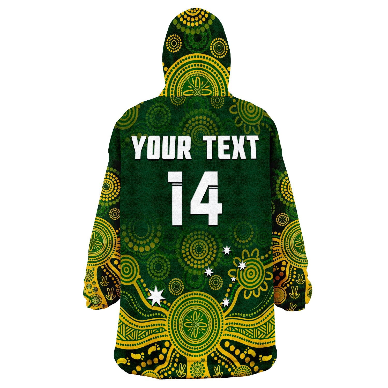 (Custom Text And Number) Australia 2022 Rugby Wearable Blanket Hoodie Wallabies Aboriginal Style - Vibe Hoodie Shop