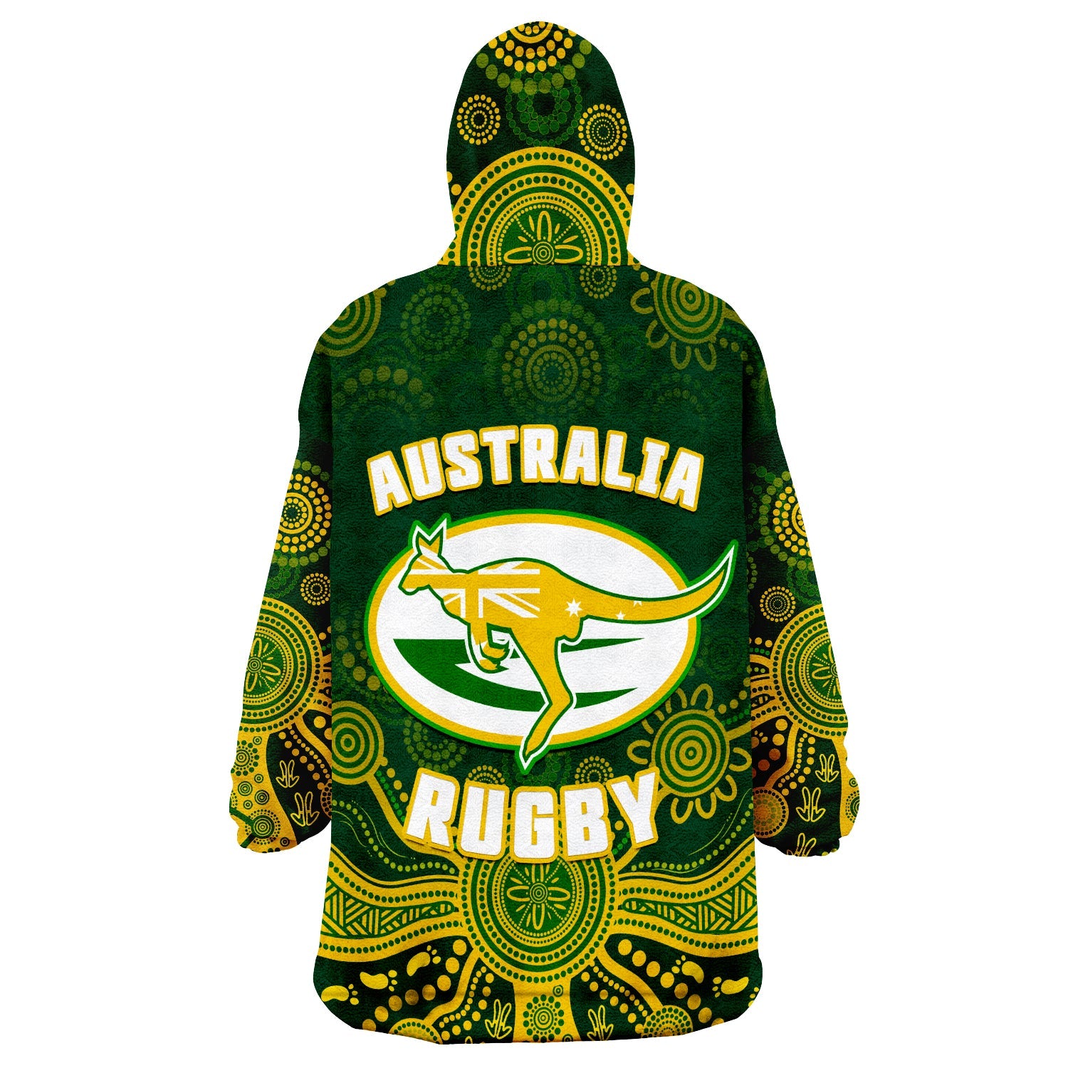 Australia 2022 Rugby Wearable Blanket Hoodie Wallabies Aboriginal Style - Vibe Hoodie Shop