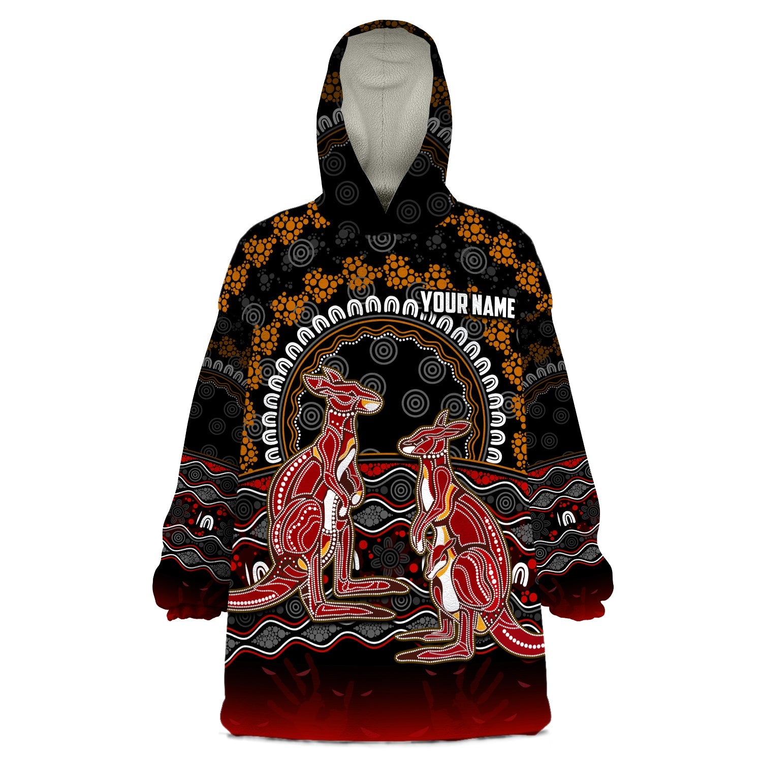 (Custom Personalised) Australia Valentine Wearable Blanket Hoodie Aboriginal Couple Kangaroos MY LOVE - Vibe Hoodie Shop