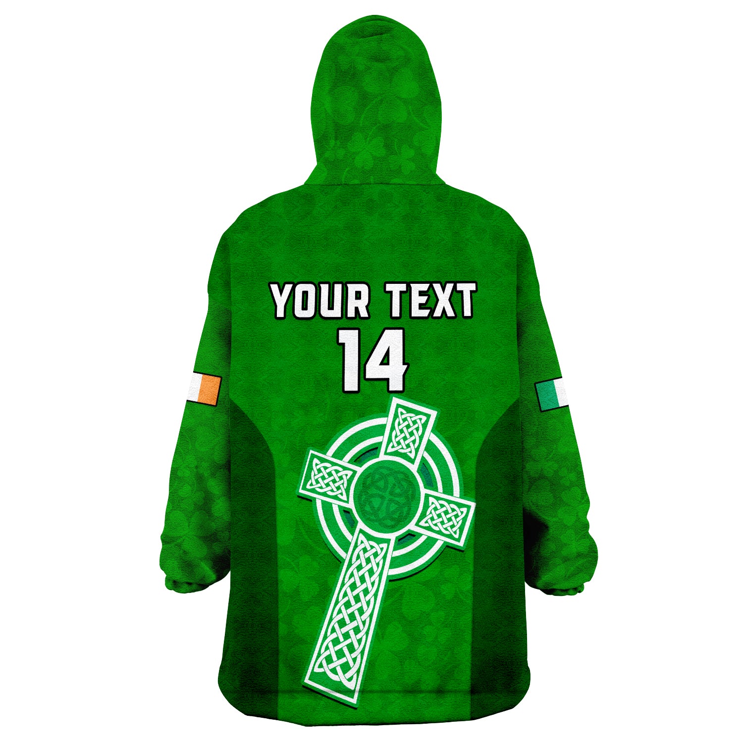 (Custom Text And Number) Ireland Rugby Go Shamrocks Wearable Blanket Hoodie - Vibe Hoodie Shop