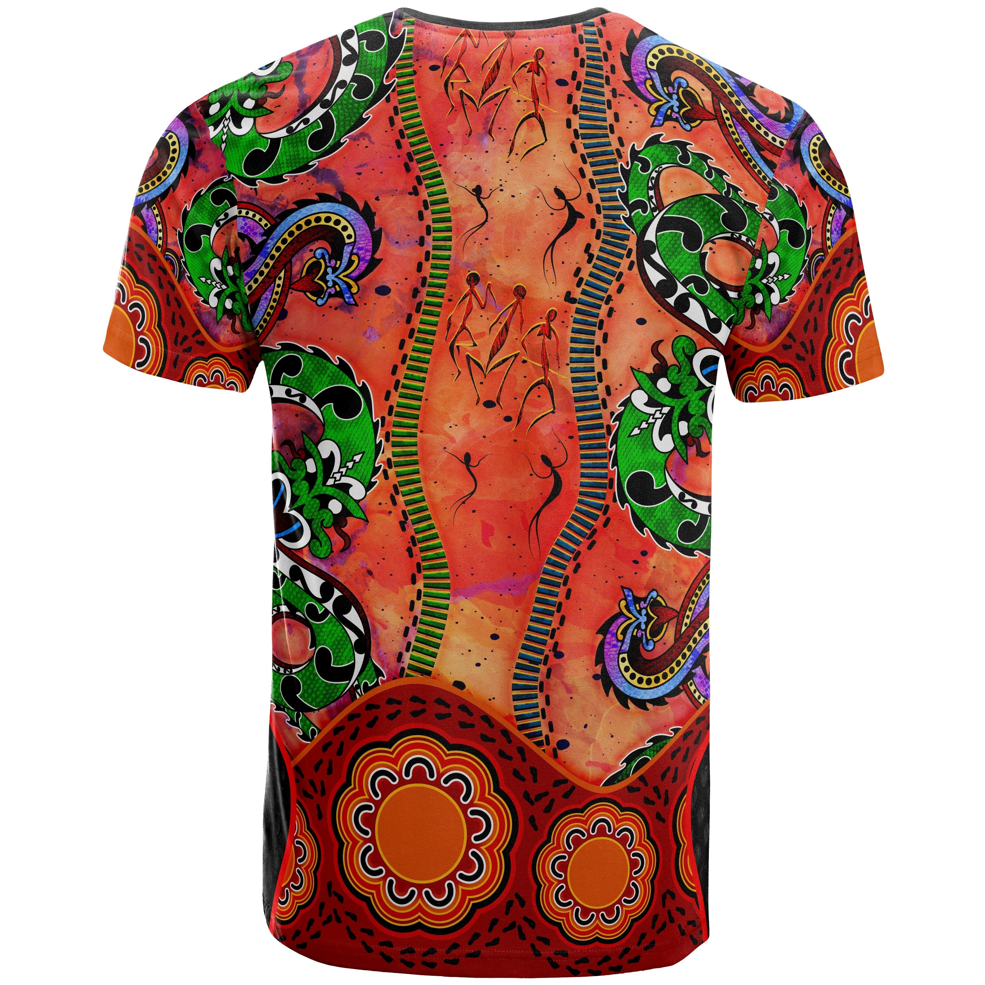 Aboriginal T shirt - Aussie Indigenous Patterns Orange - Vibe Hoodie Shop