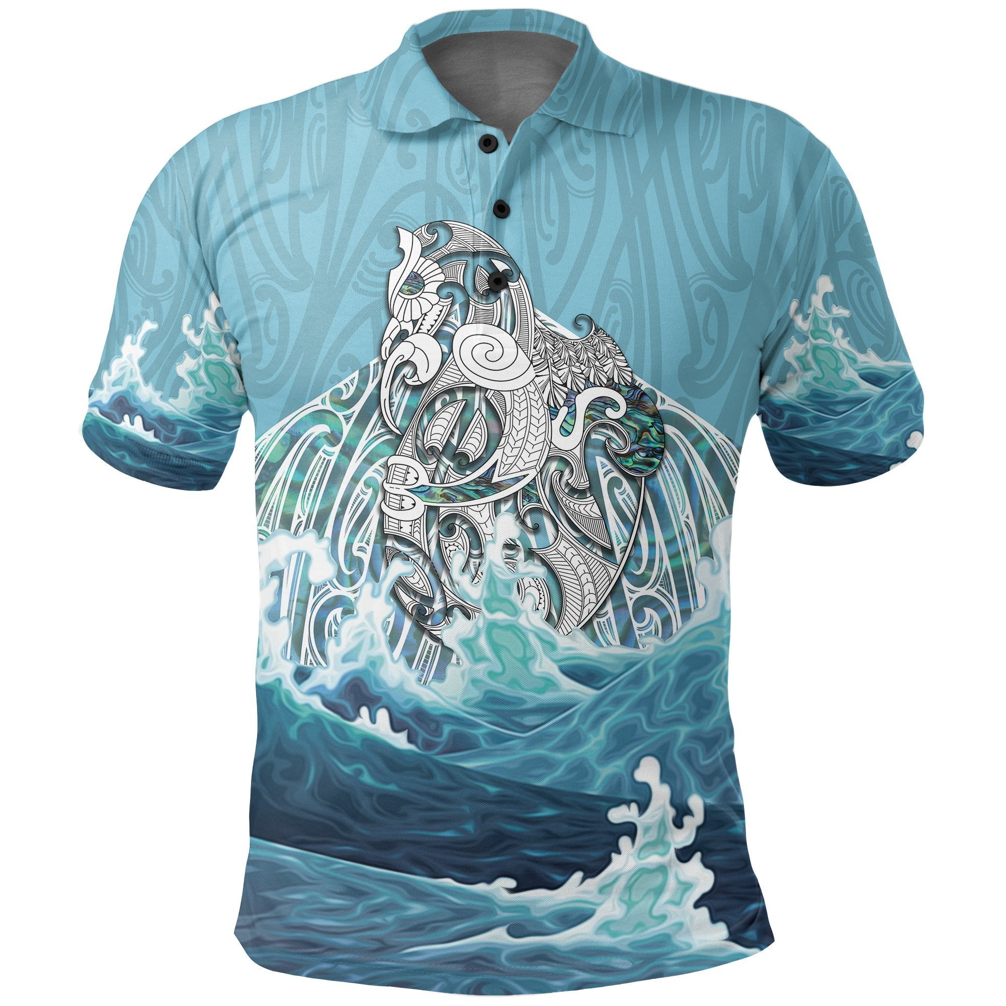 Maori Manaia The Blue Sea Polo Shirt - Vibe Hoodie Shop