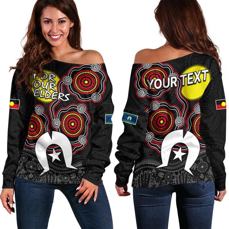 (Custom Personalised) NAIDOC Women Off Shoulder Sweater Aboriginal and Torres Strait Islander - Vibe Hoodie Shop