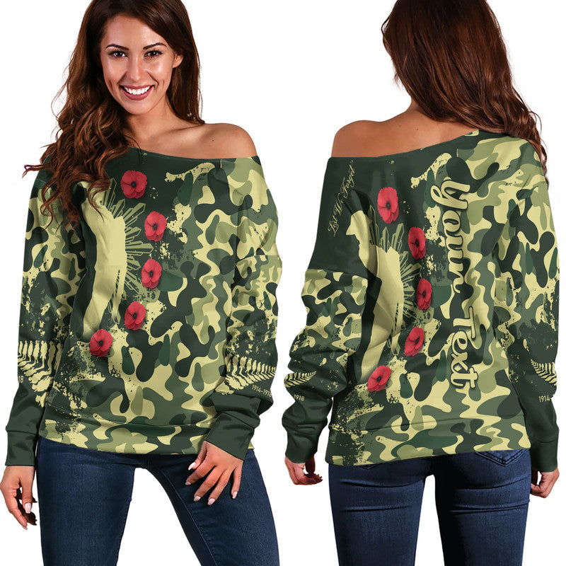 (Custom Personalised) Australia ANZAC Mix Camouflage Women Off Shoulder Sweater - Vibe Hoodie Shop