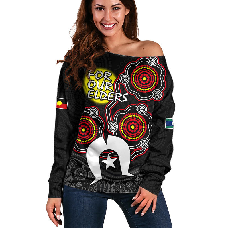 (Custom Personalised) NAIDOC Women Off Shoulder Sweater Aboriginal and Torres Strait Islander - Vibe Hoodie Shop