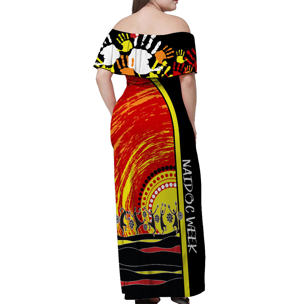 (Custom Personalised) Aboriginal NAIDOC Week 2022 Off Shoulder Long Dress Get Up Stand Up Show Up - Vibe Hoodie Shop