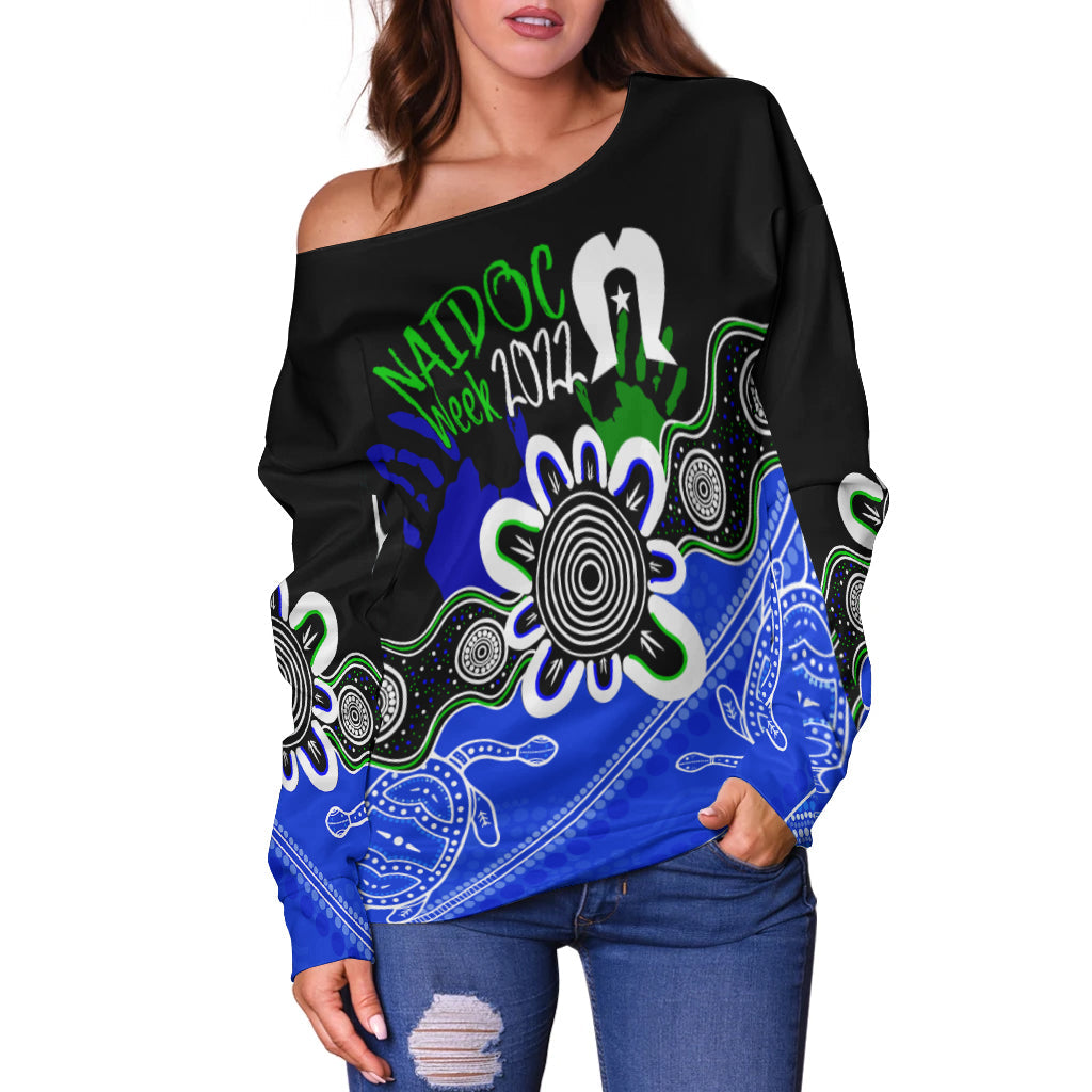 Indigenous Torres Straits NAIDOC Week 2022 Off Shoulder Sweater Turtles Style - Vibe Hoodie Shop