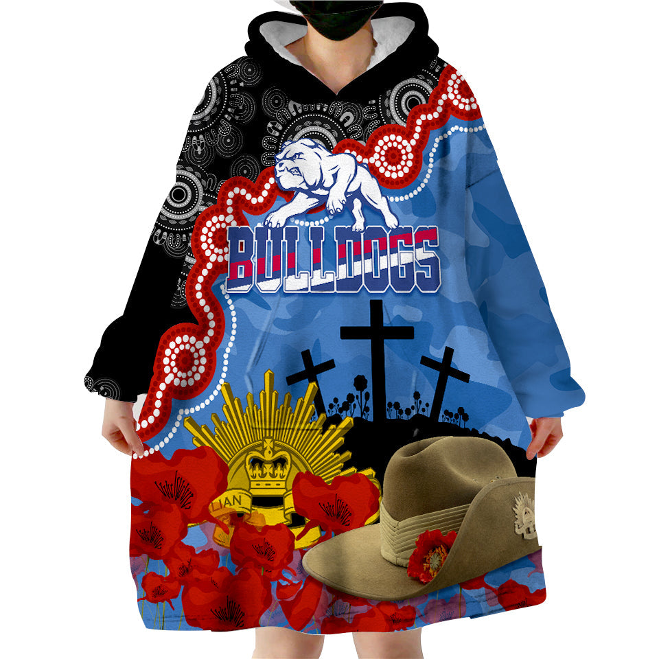 Western Bulldogs Football ANZAC 2023 Wearable Hoodie Blanket Aboriginal Mix Slouch Hat - Vibe Hoodie Shop