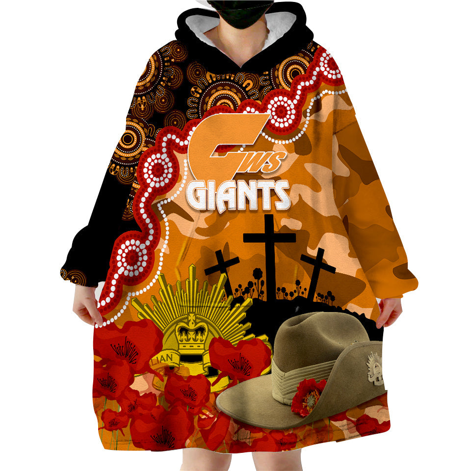 The Giants Football ANZAC 2023 Wearable Hoodie Blanket Aboriginal Mix Slouch Hat - Vibe Hoodie Shop