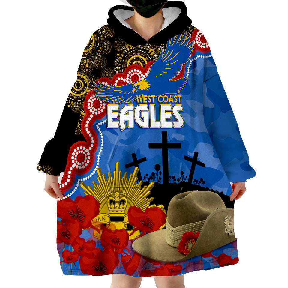 Eagles Football ANZAC 2023 Wearable Hoodie Blanket Aboriginal Mix Slouch Hat - Vibe Hoodie Shop