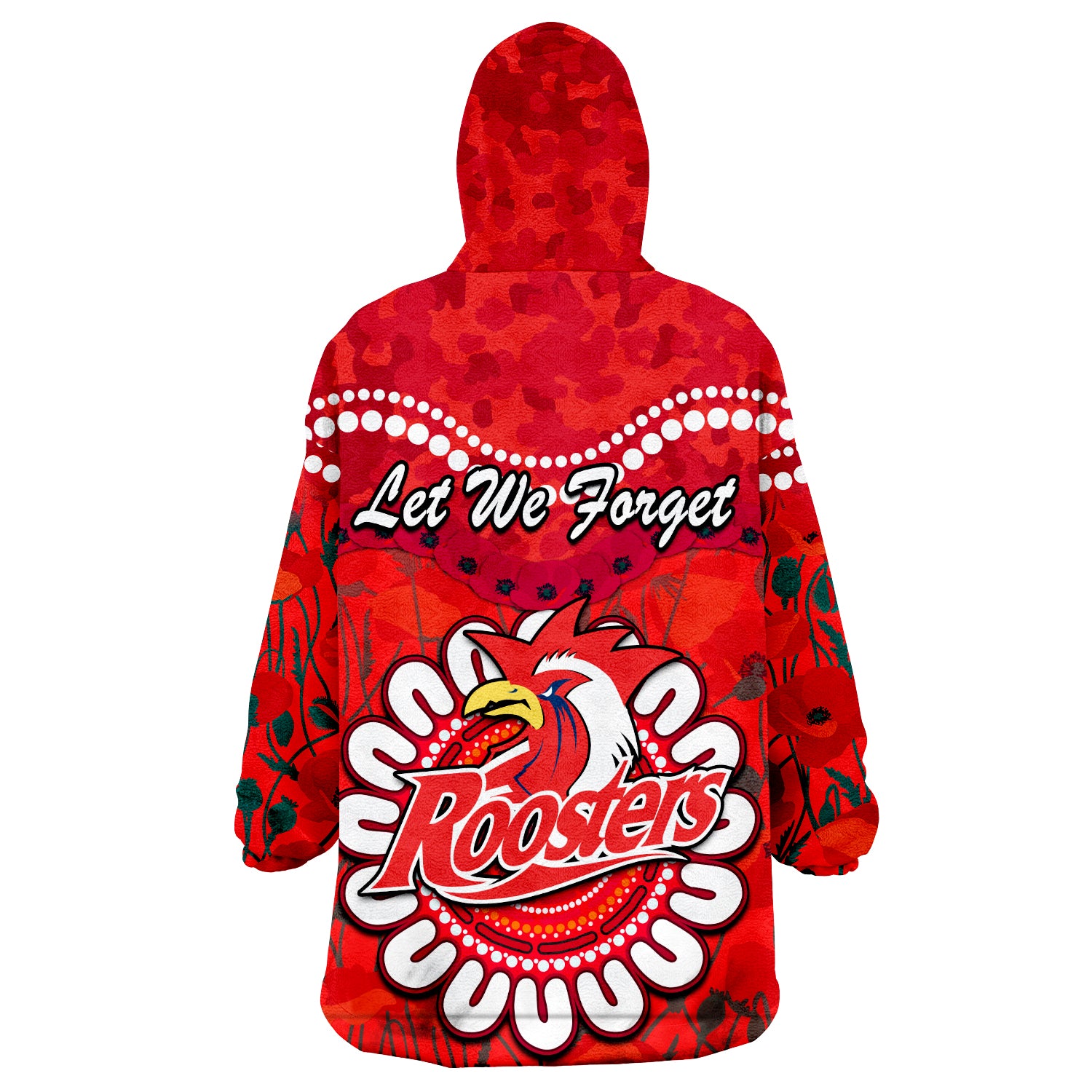 Roosters Rugby ANZAC Wearable Blanket Hoodie Camouflage Poppy - Vibe Hoodie Shop