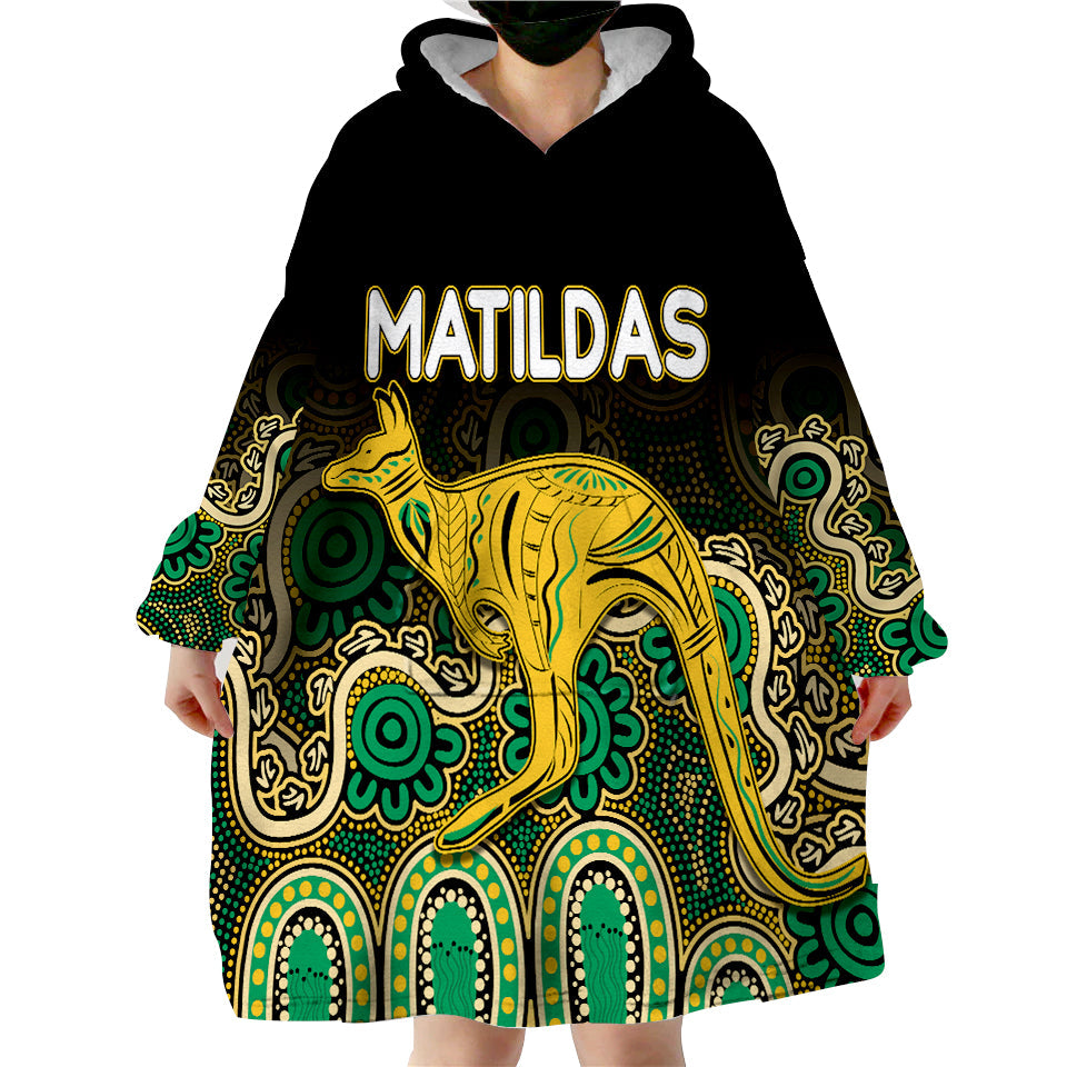 Australia Soccer Wearable Hoodie Blanket World Cup Matildas with Kangaroo - Vibe Hoodie Shop