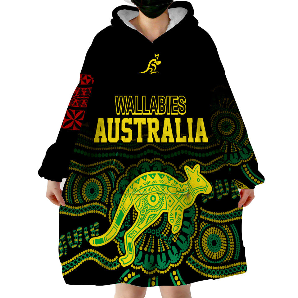 Personalised Aussie Wallabies Mix Mate Maa Tonga Wearable Hoodie Blanket Ver 02 - Vibe Hoodie Shop