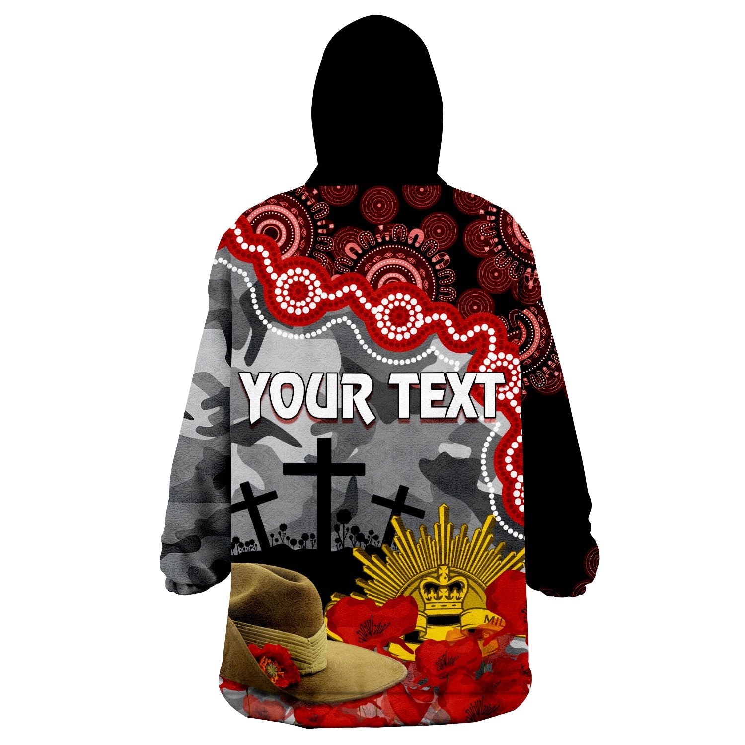Bombers Football ANZAC 2023 Wearable Hoodie Blanket Aboriginal Mix Slouch Hat - Vibe Hoodie Shop