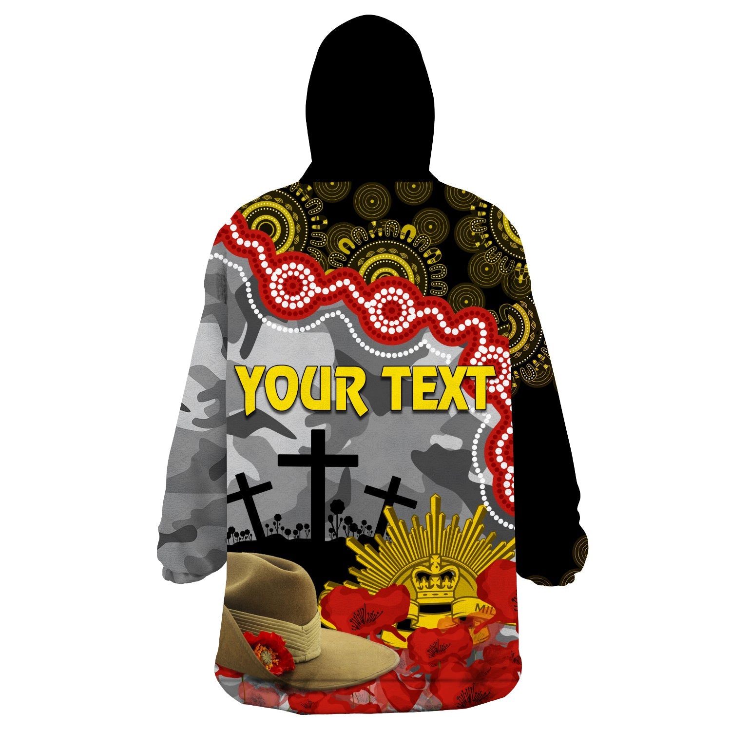 Tigers Football ANZAC 2023 Wearable Hoodie Blanket Aboriginal Mix Slouch Hat - Vibe Hoodie Shop