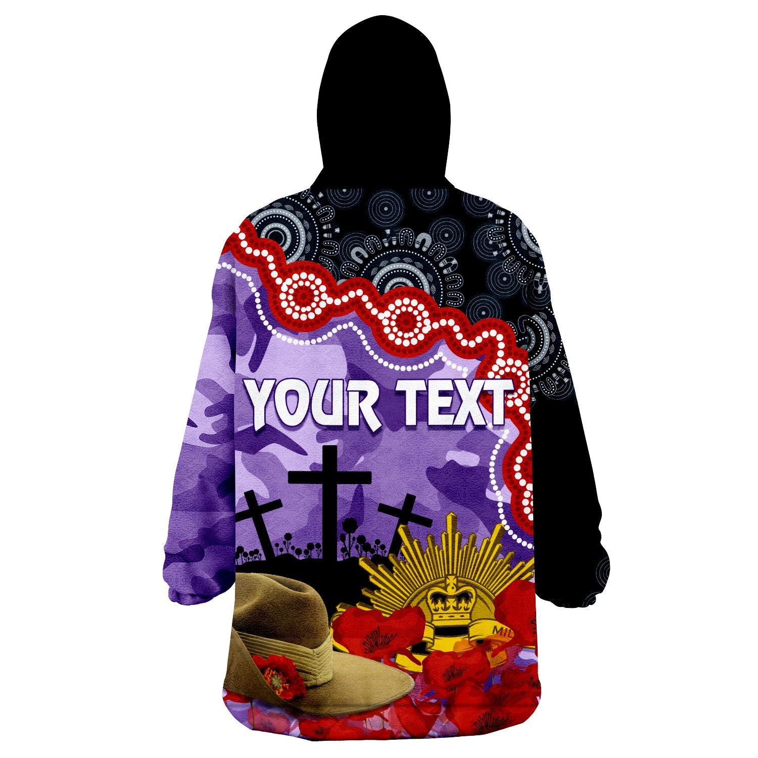 Freo Dockers Football ANZAC 2023 Wearable Hoodie Blanket Aboriginal Mix Slouch Hat - Vibe Hoodie Shop