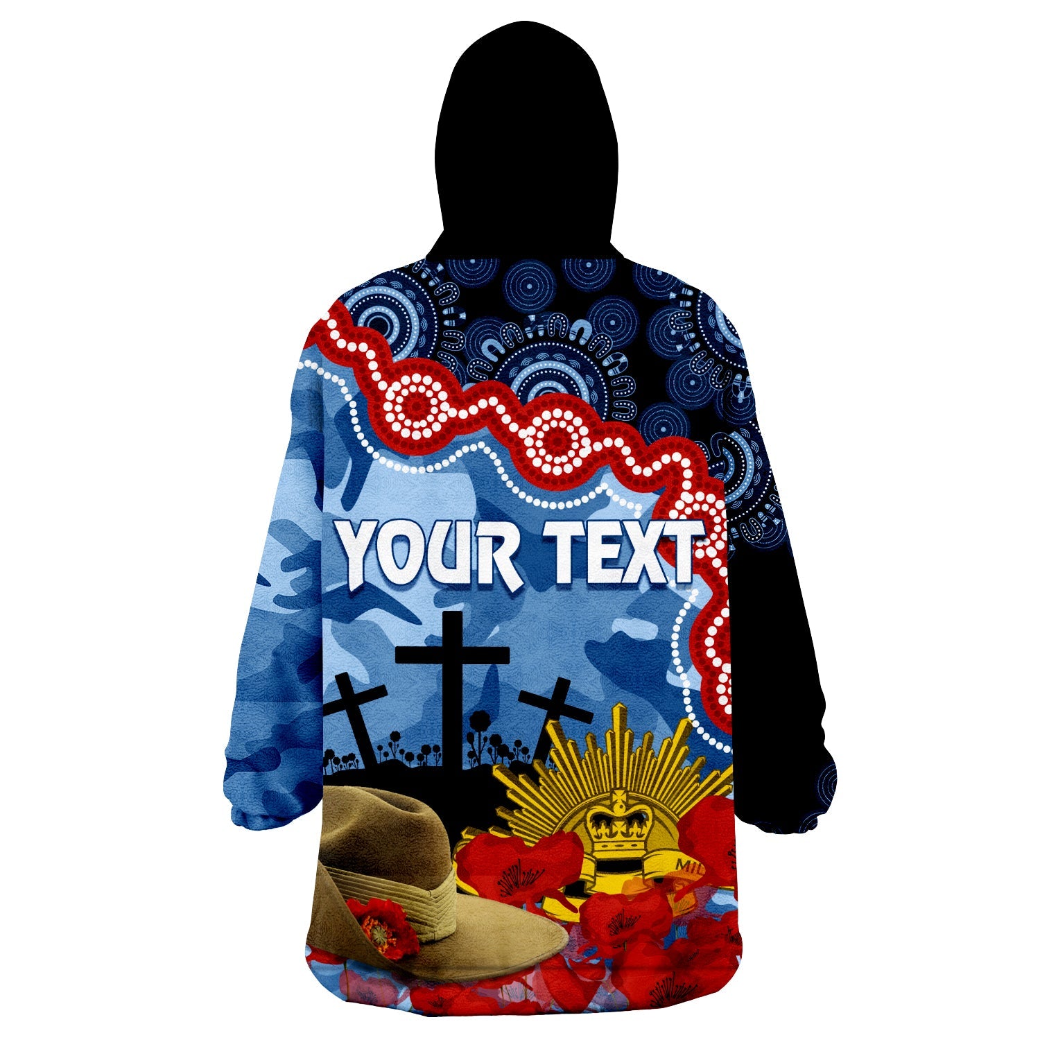 Cats Football ANZAC 2023 Wearable Hoodie Blanket Aboriginal Mix Slouch Hat - Vibe Hoodie Shop