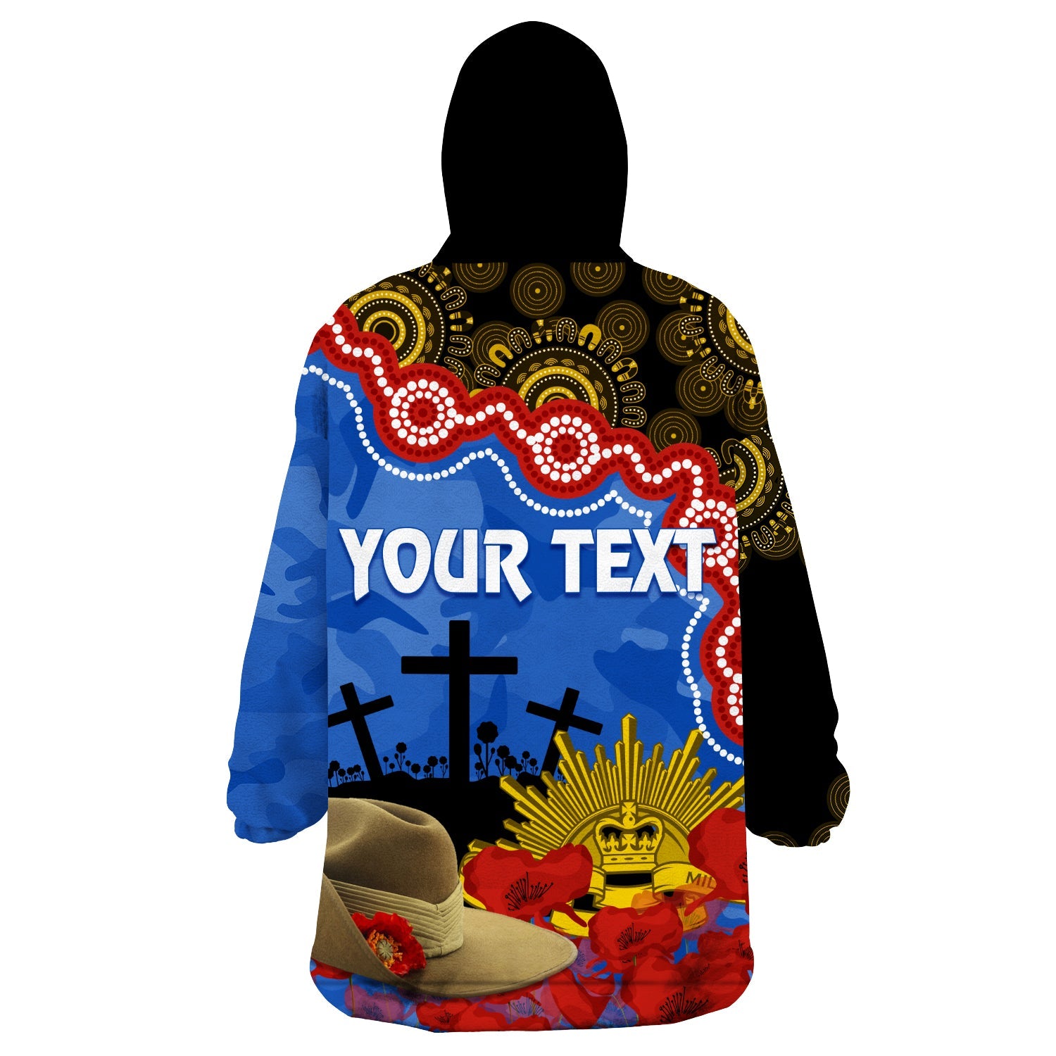 Eagles Football ANZAC 2023 Wearable Hoodie Blanket Aboriginal Mix Slouch Hat - Vibe Hoodie Shop
