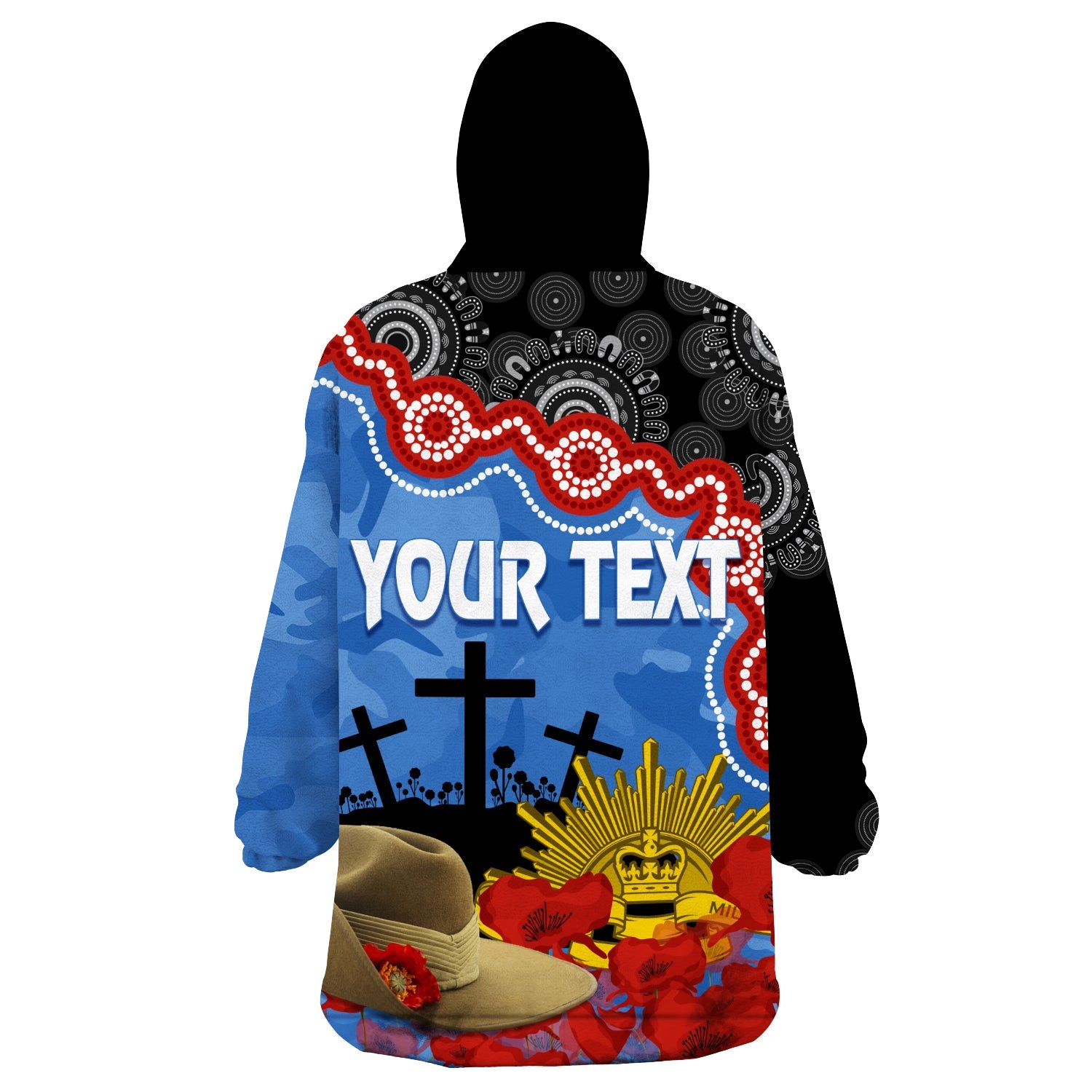 Western Bulldogs Football ANZAC 2023 Wearable Hoodie Blanket Aboriginal Mix Slouch Hat - Vibe Hoodie Shop