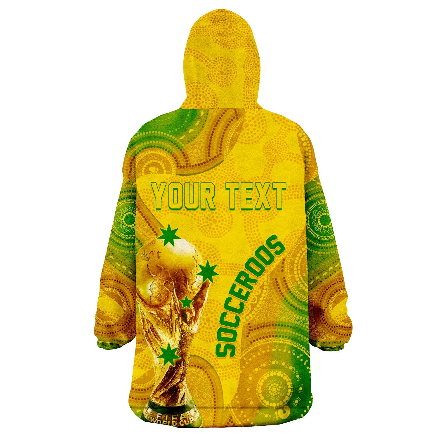 Personalised Australia Soccer WC 2022 Wearable Hoodie Blanket Aboriginal Socceroos - Vibe Hoodie Shop