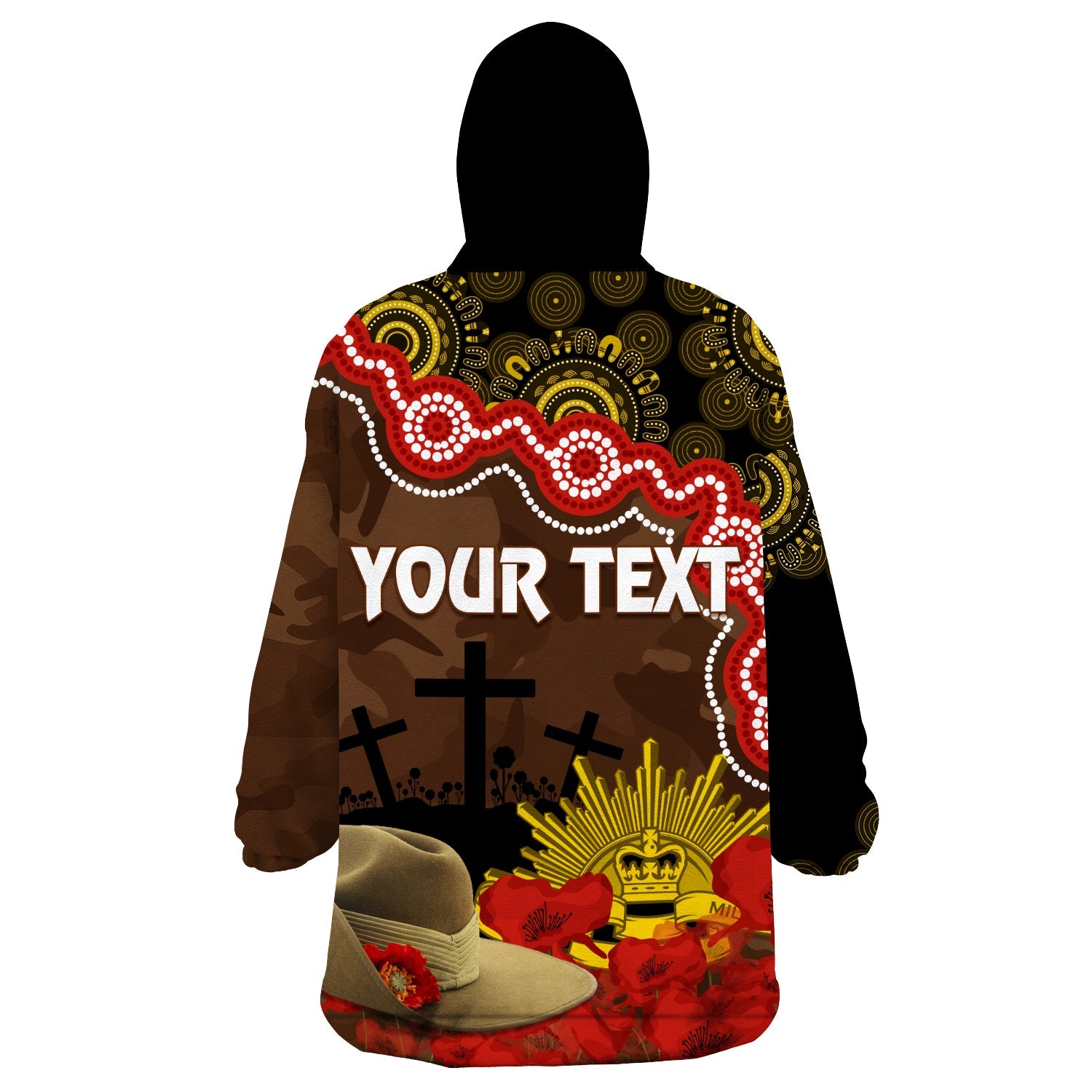 Hawks Football ANZAC 2023 Wearable Hoodie Blanket Aboriginal Mix Slouch Hat - Vibe Hoodie Shop