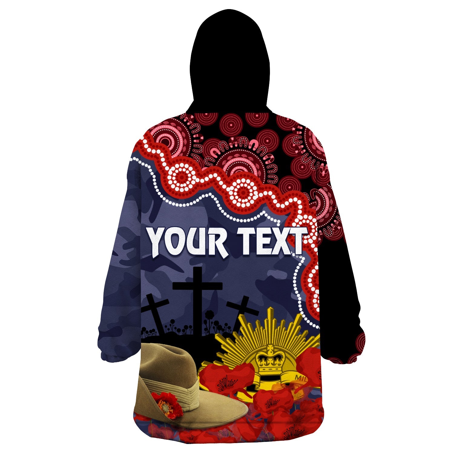 Melbourne Dees Football ANZAC 2023 Wearable Hoodie Blanket Aboriginal Mix Slouch Hat - Vibe Hoodie Shop