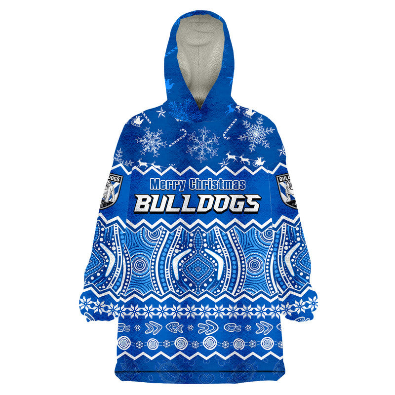 (Custom Personalised) Bulldogs Aboriginal Canterbury Bankstown Christmas Vibe Wearable Blanket Hoodie - Vibe Hoodie Shop