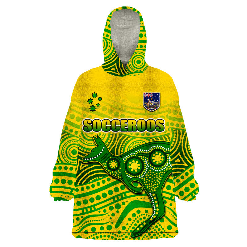 (Custom Personalised) Australia Aboriginal Soccer Wearable Blanket Hoodie Kangaroo Socceroos Art Style - Vibe Hoodie Shop