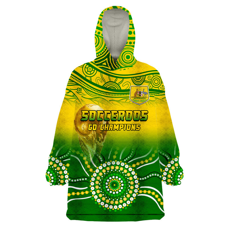 Australia Soccer Socceroos Go Champions Wearable Blanket Hoodie - Vibe Hoodie Shop