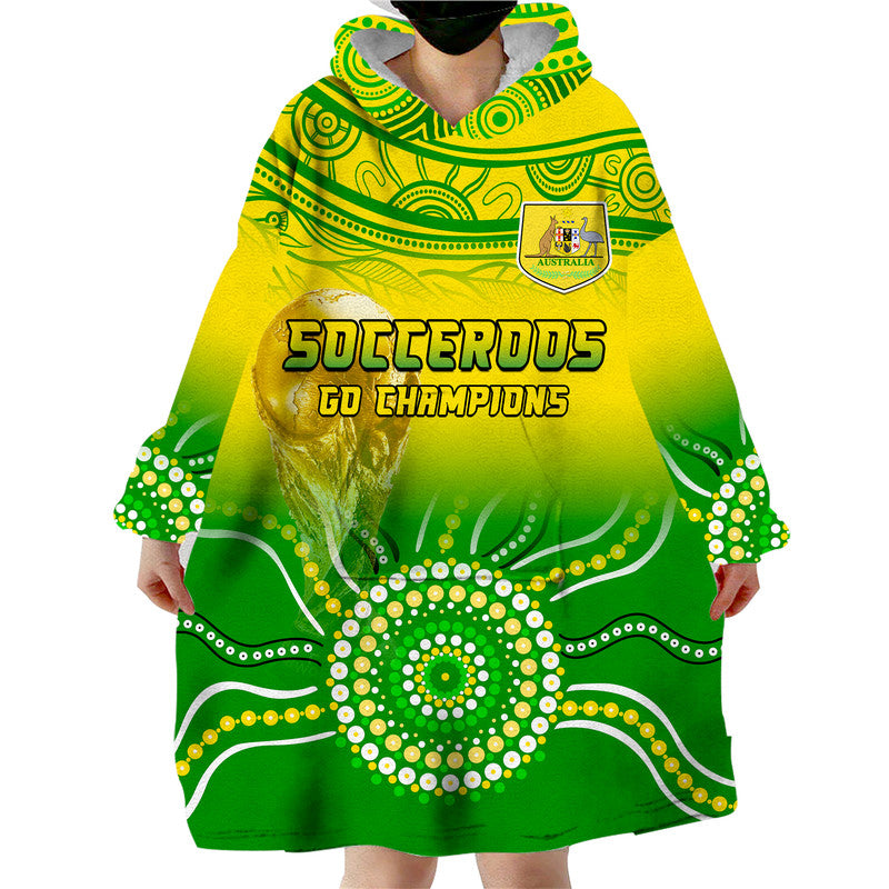 (Custom Personalised) Australia Soccer Socceroos Go Champions Wearable Blanket Hoodie - Vibe Hoodie Shop