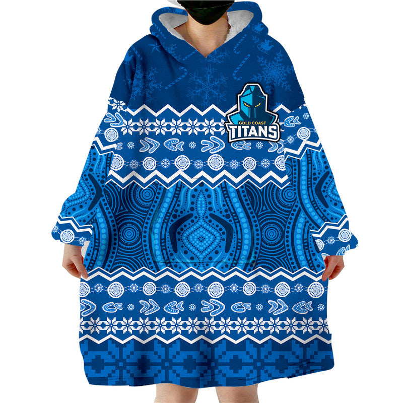 (Custom Personalised) Titans Aboriginal Gold Coast Christmas Vibe Wearable Blanket Hoodie - Vibe Hoodie Shop