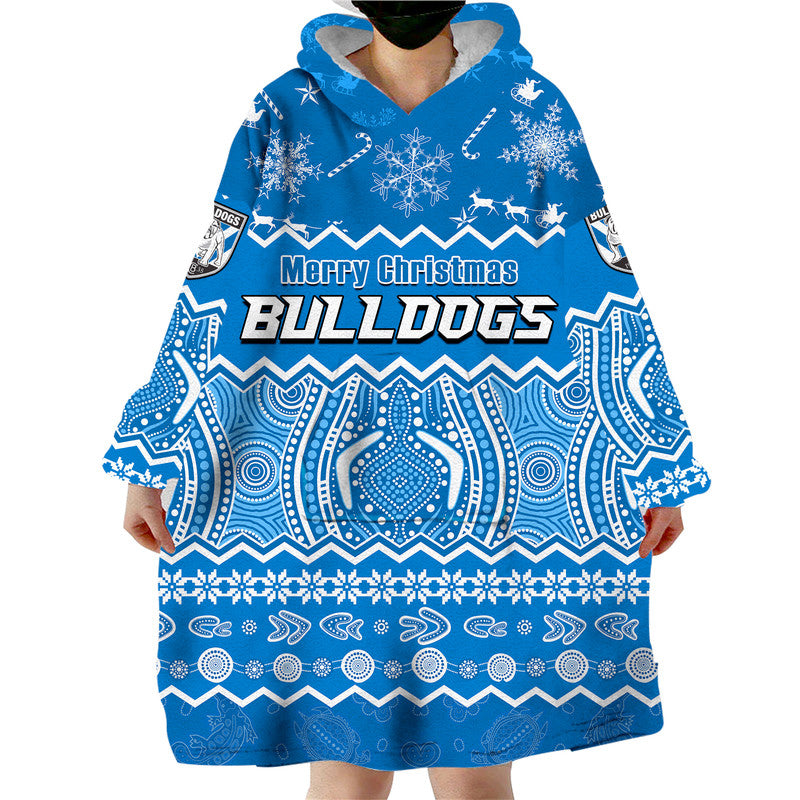 (Custom Personalised) Bulldogs Aboriginal Canterbury Bankstown Christmas Vibe Wearable Blanket Hoodie - Vibe Hoodie Shop