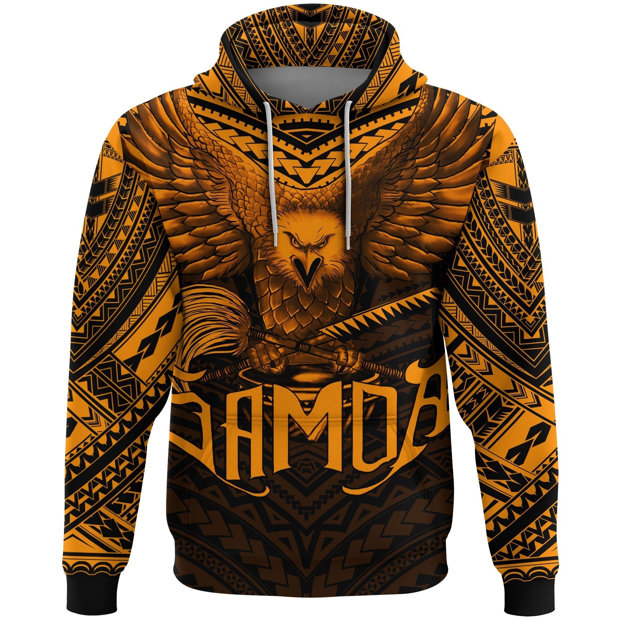 American Samoa Hoodie Eagle Tattoo Style Orange - Vibe Hoodie Shop