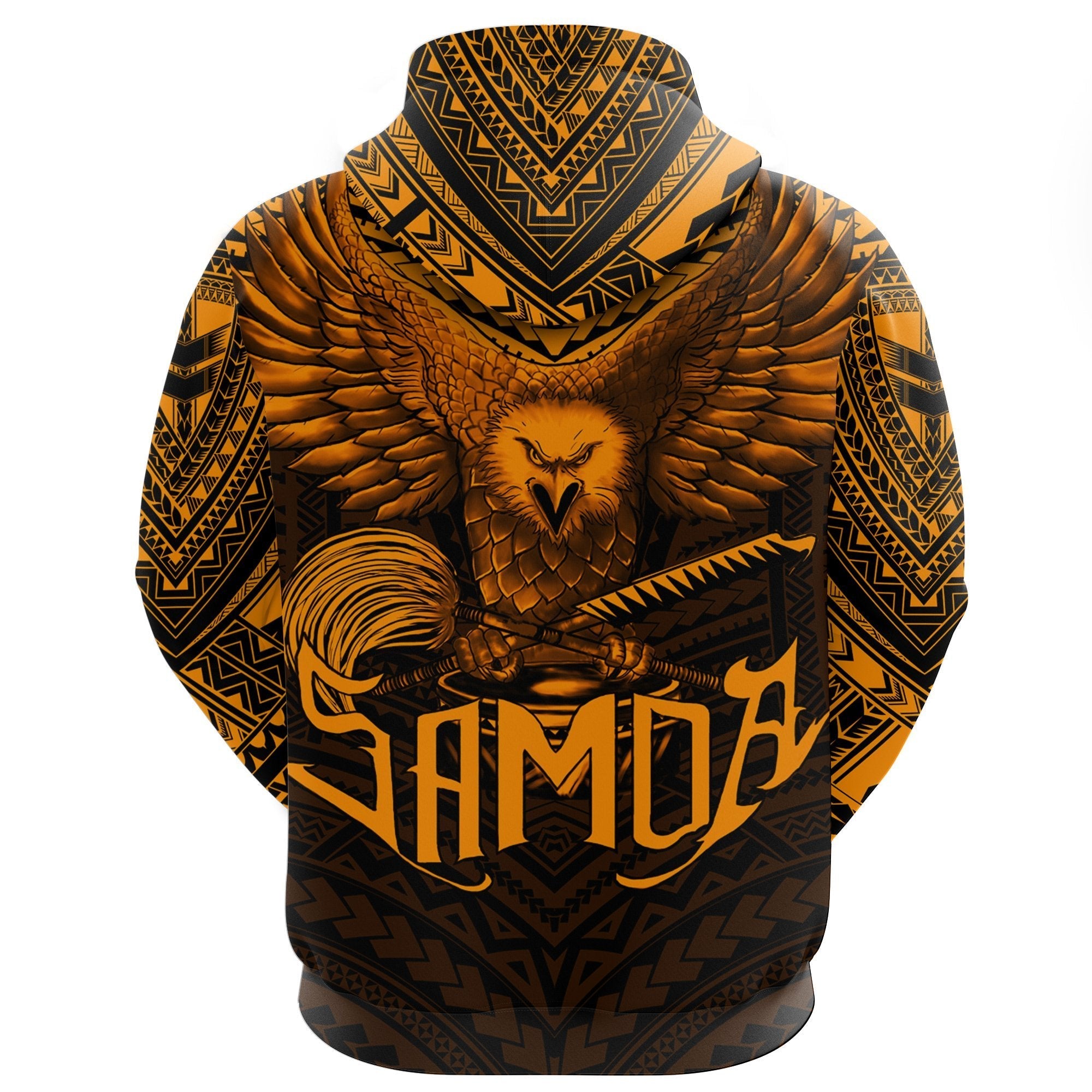 American Samoa Hoodie Eagle Tattoo Style Orange - Vibe Hoodie Shop