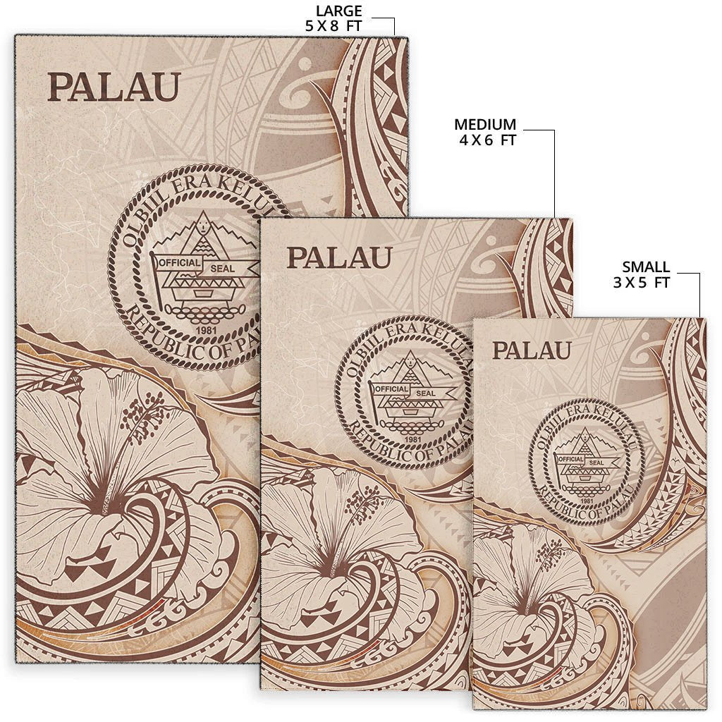 Palau Area Rug - Hibiscus Flowers Vintage Style - Vibe Hoodie Shop