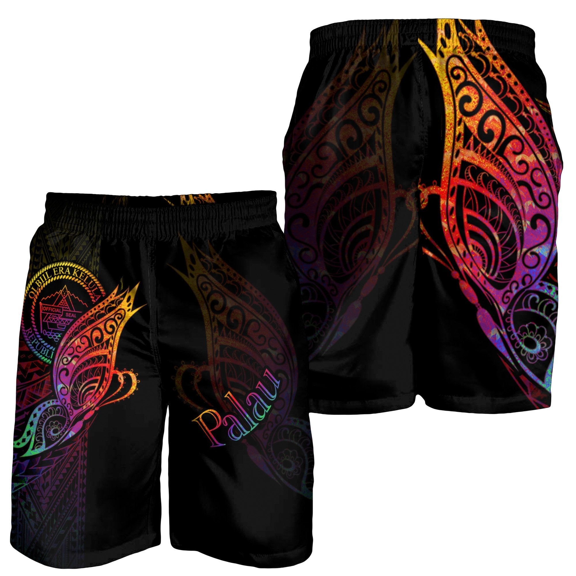 Palau Men's Shorts - Butterfly Polynesian Style - Vibe Hoodie Shop