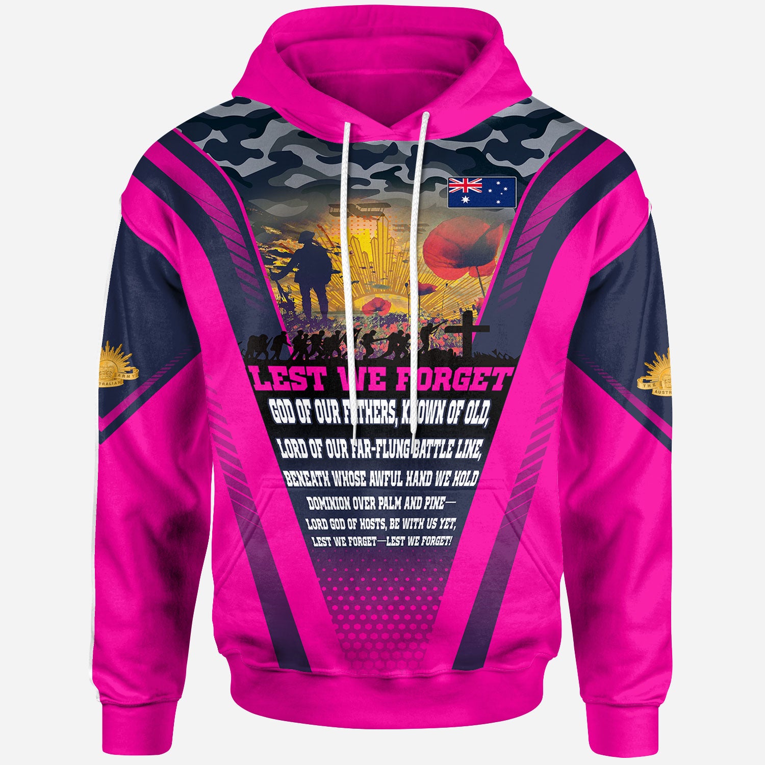 Australia Anzac Camo Hoodie - Custom Anzac Poem Lest We Forget Hoodie - Vibe Hoodie Shop