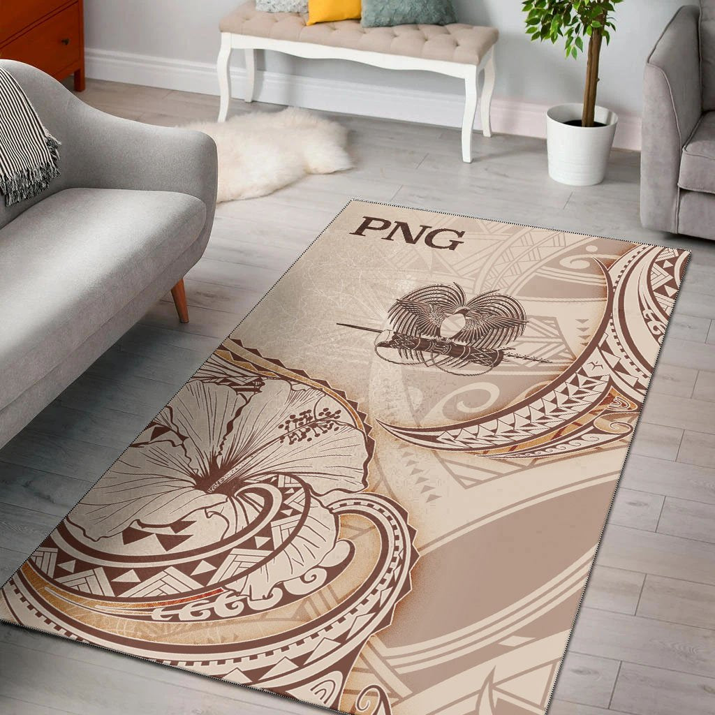 Papua New Guinea Area Rug - Hibiscus Flowers Vintage Style - Vibe Hoodie Shop